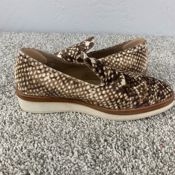 Free People Loafer Womens Size 8.5 Brown Snake Print Velvet Platform - Picture 6 of 11